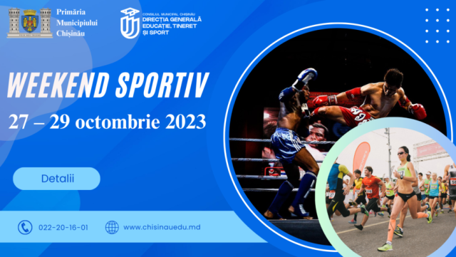 Evenimente sportive prevăzute pentru zilele de 27-29 octombrie 2023, susținute de municipalitate